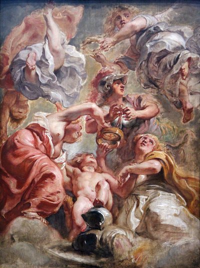 Engeland en Schotland met Minerva en Amor door Peter Paul Rubens